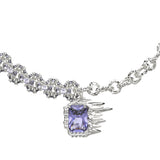 Ripple / Pave gemstone chain stitching necklace