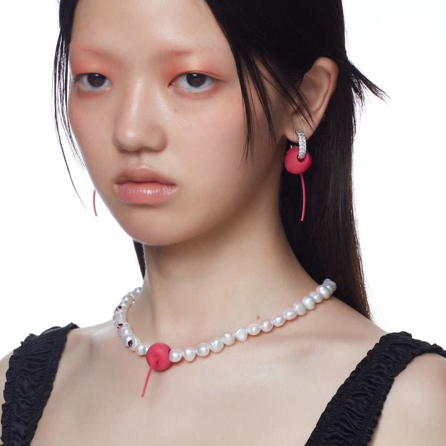 ElectricGirl / Pave Rubber Perforated Cherry Earrings