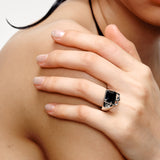 Ripple／Broken square zircon ring