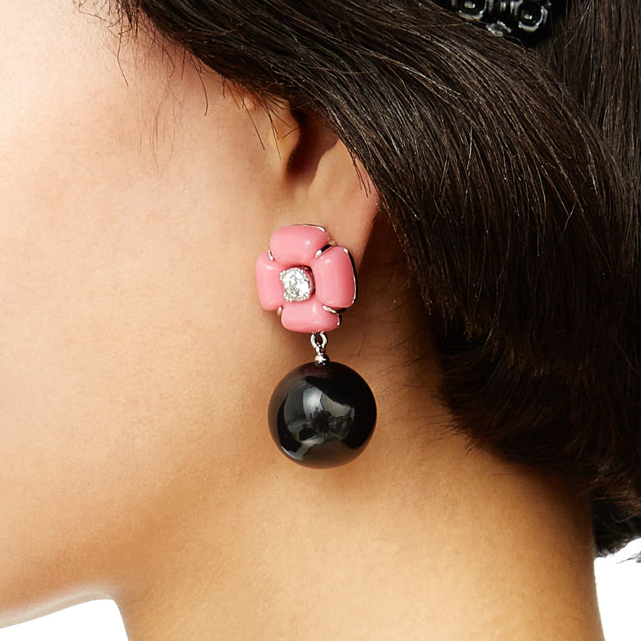 YVMIN X SHUSHUTONG / Natural Stone Ball Pendant Flower Earring