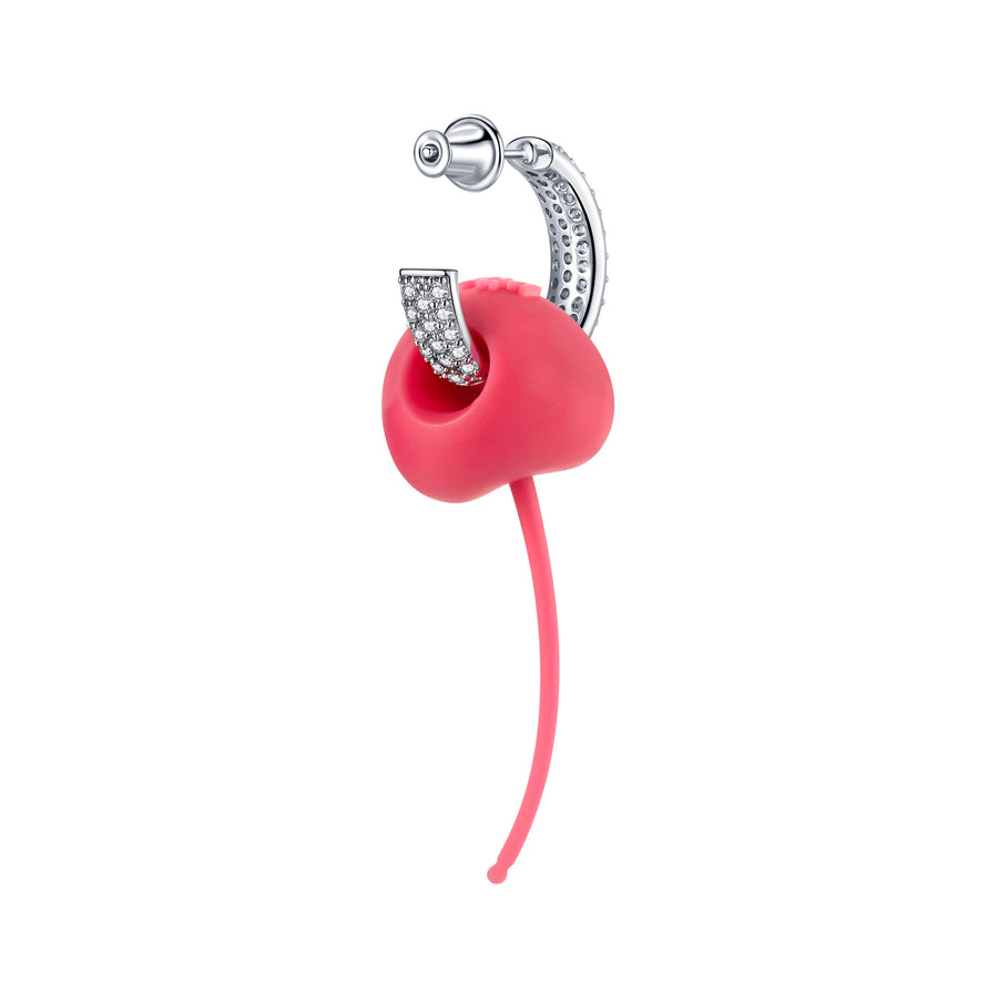 ElectricGirl / Pave Rubber Perforated Cherry Earrings