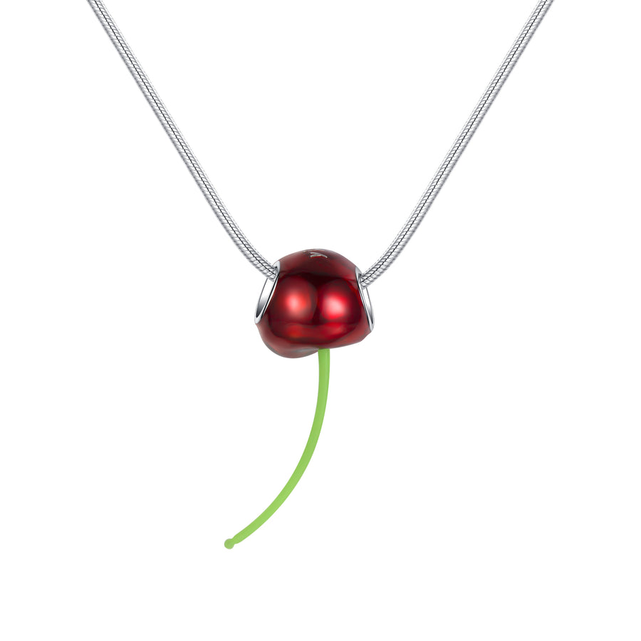 ElectricGirl / Enamel Perforated Cherry Necklace