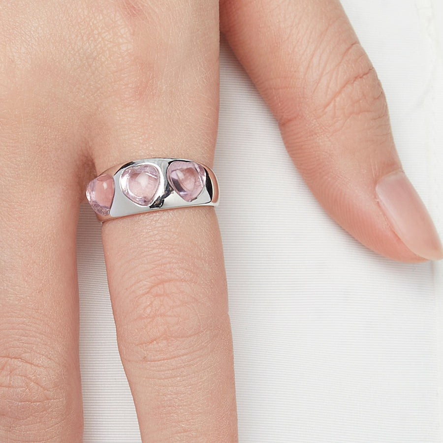 ElectricGirl / Triple crystal hearts Ring