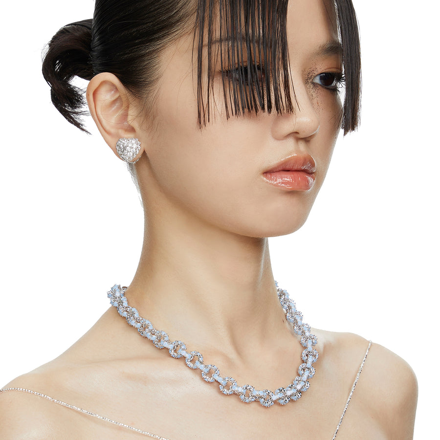 Ripple / Pave gemstone necklace
