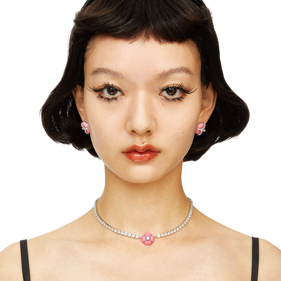 YVMIN X SHUSHUTONG / Natural Gemstone Chain Flower Short Necklace