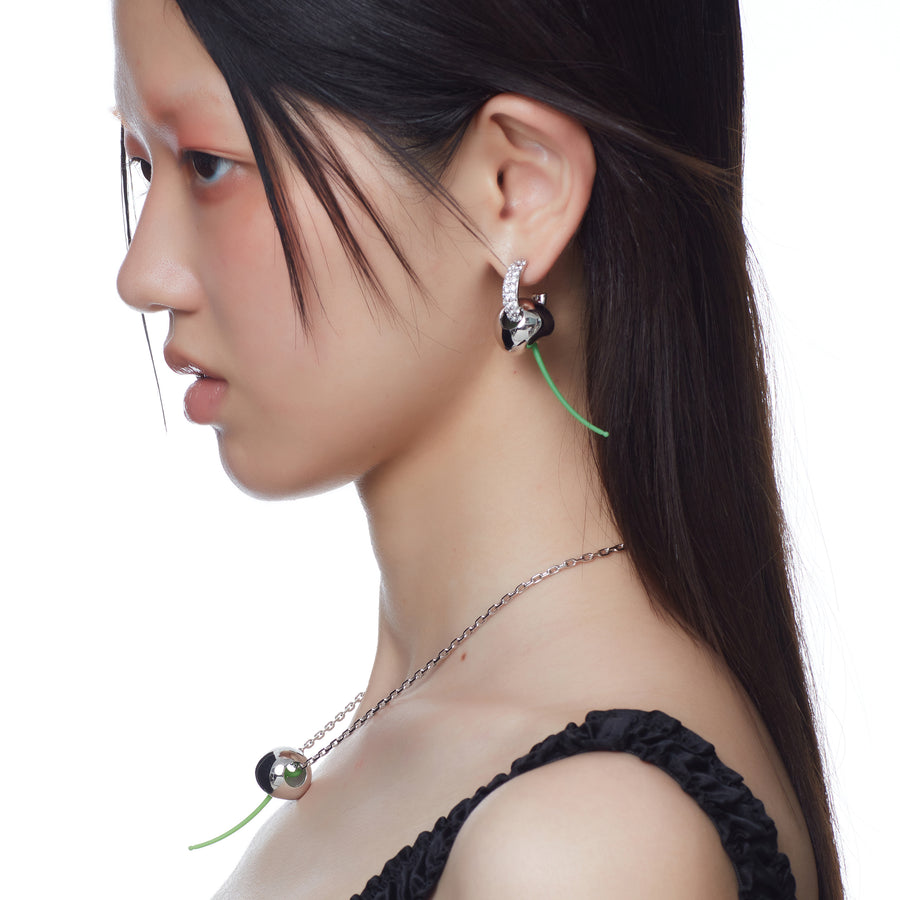 ElectricGirl / Pave Metal Perforated Cherry Earring
