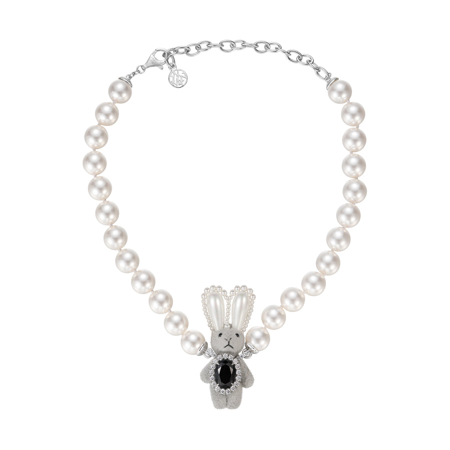 Paradise / Gem Plush Rabbit Pearl Necklace