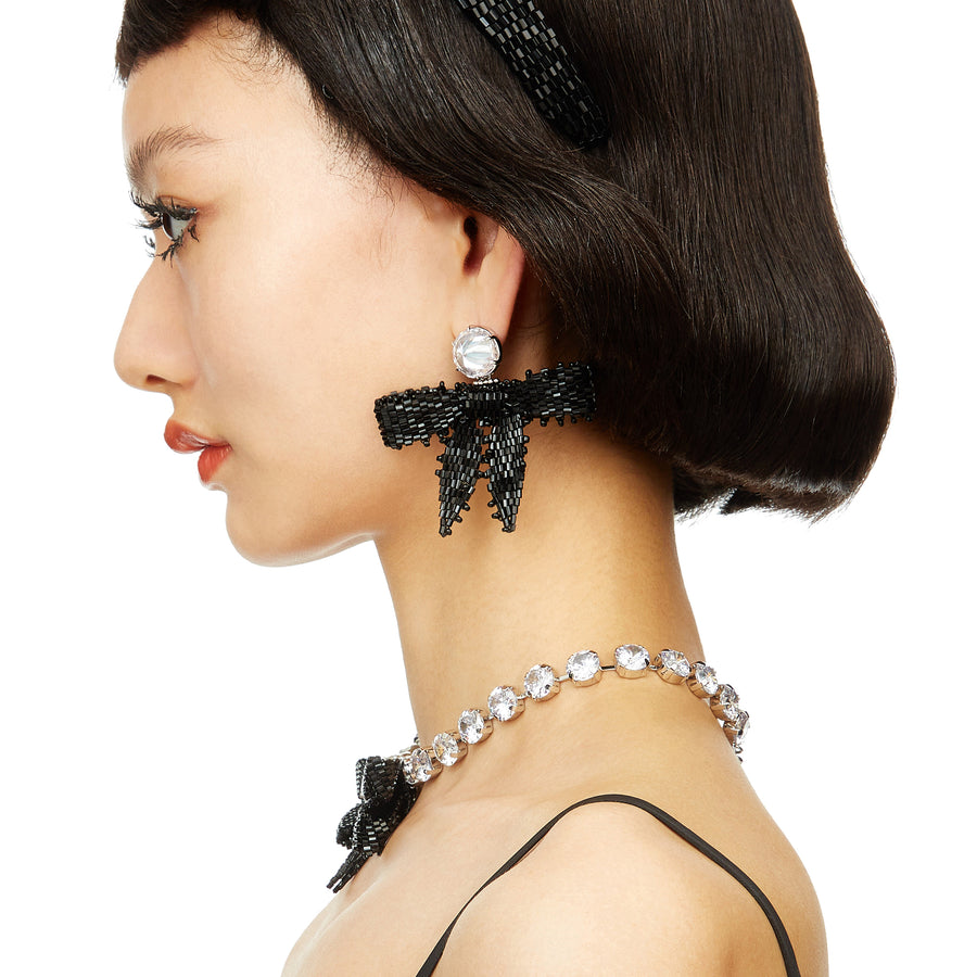 YVMIN X SHUSHUTONG / Gemstone Pendant Braided Bow Earring