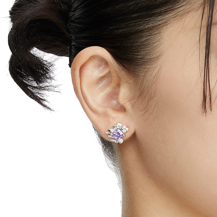 Ripple / Rhombic zircon earrings