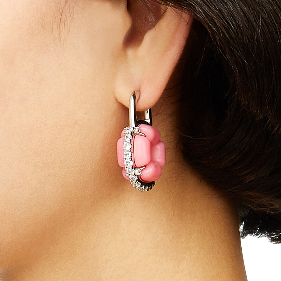 YVMIN X SHUSHUTONG / Flower Gemstone Lock Earring