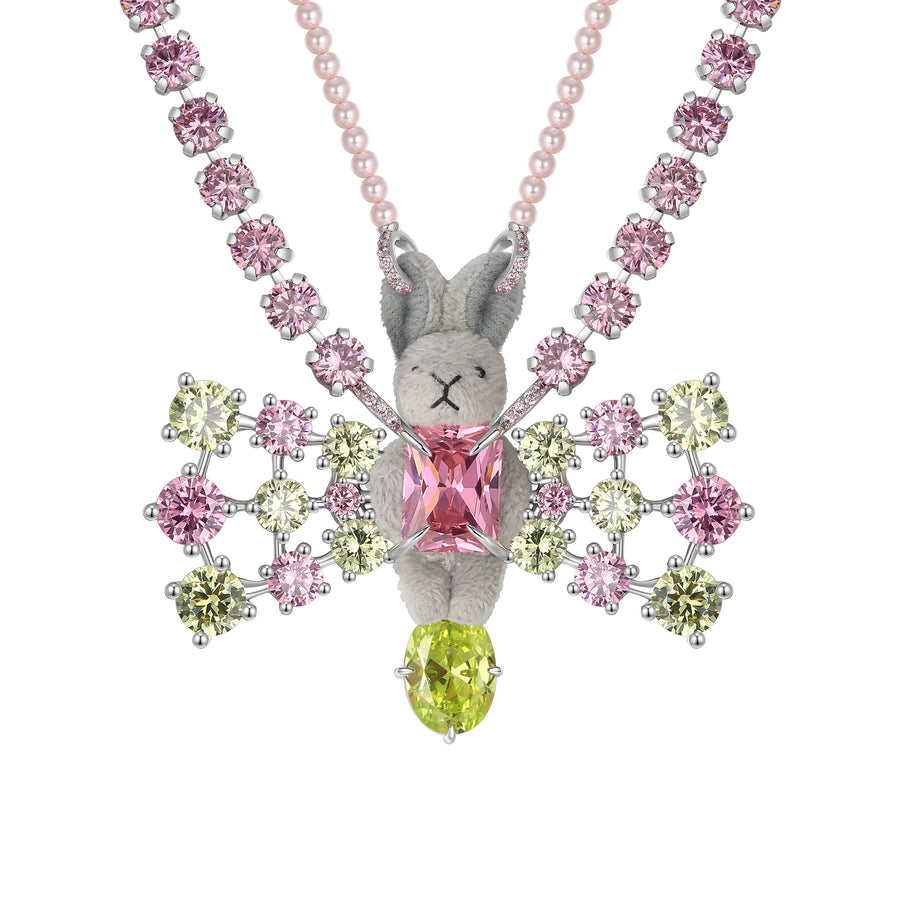 Paradise / Plush Rabbit Double Gem Necklace