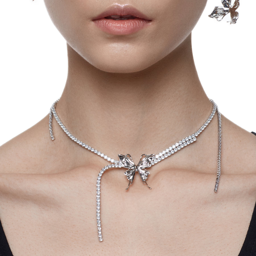 Ripple / Liquefied Butterfly Gemstone Chain Necklace