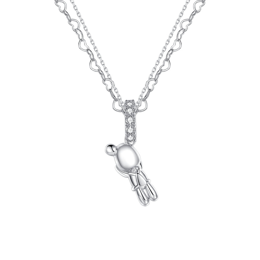 Paradise / Gemstone Buckle Holding Face Bear Necklace