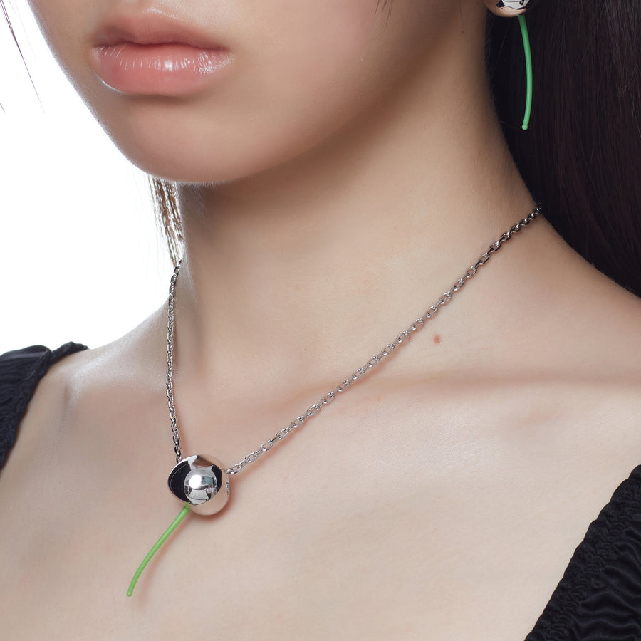 ElectricGirl / Metal Perforated Cherry Necklace