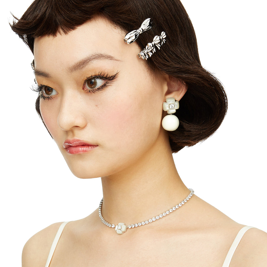 YVMIN X SHUSHUTONG / Natural Stone Ball Pendant Flower Earring