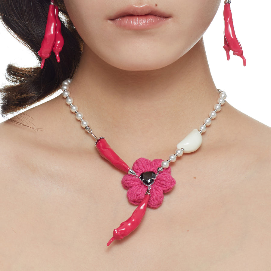 YVMIN X Cacien / Heart Gem Chili Pearl Necklace
