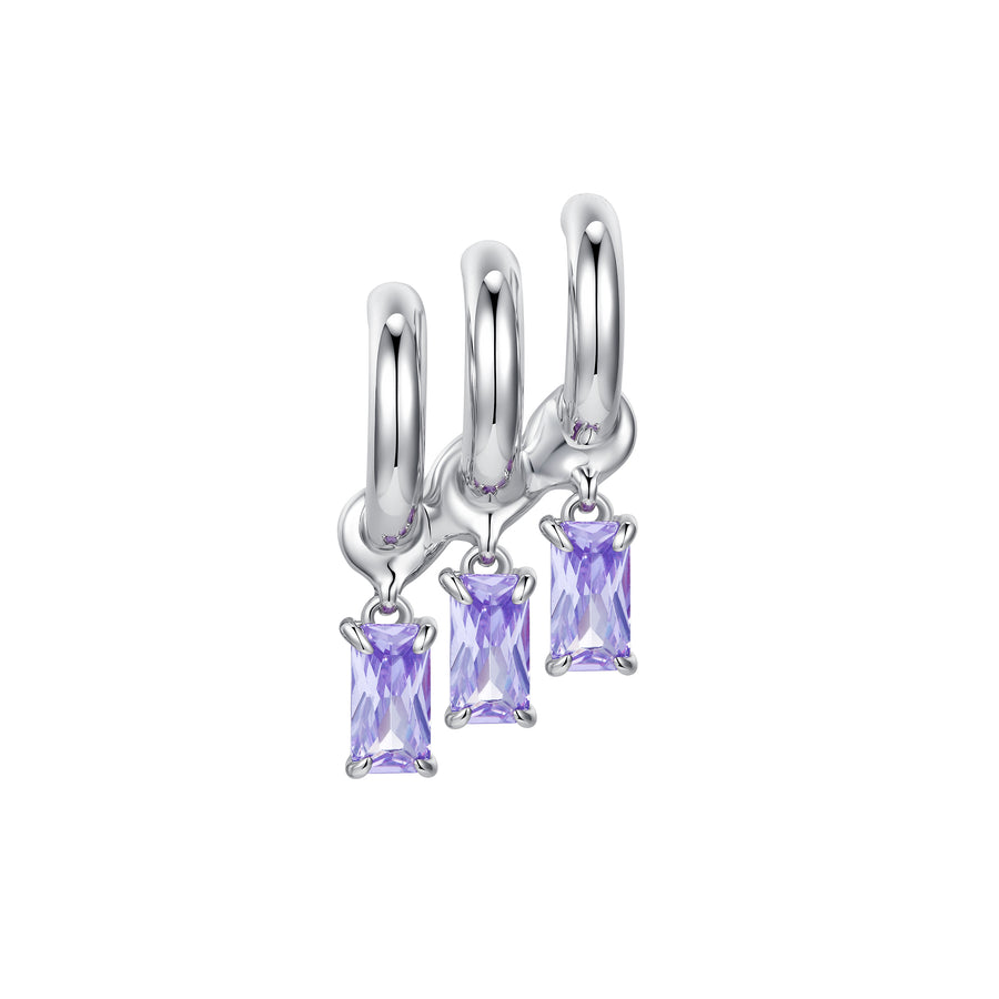 Ripple / Triple square zircons Earrings