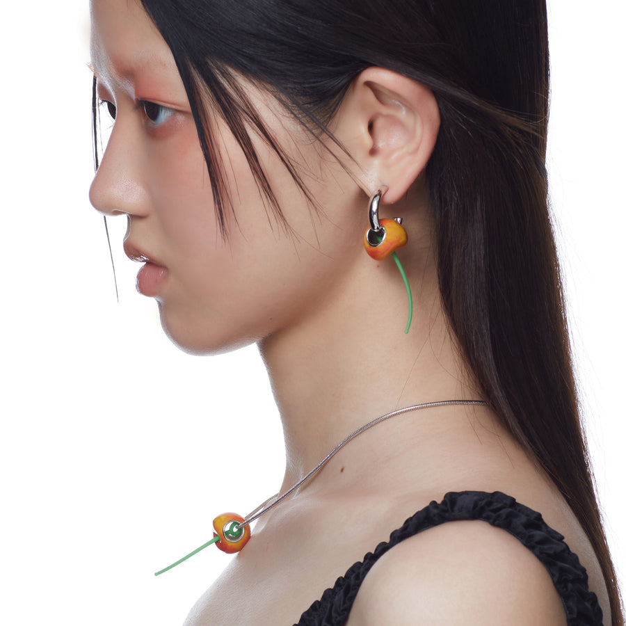 ElectricGirl / Enamel Perforated Cherry Earrings
