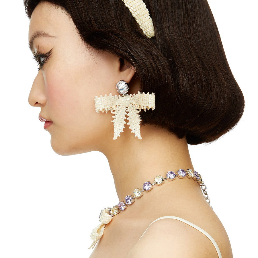 YVMIN X SHUSHUTONG / Gemstone Pendant Braided Bow Earring