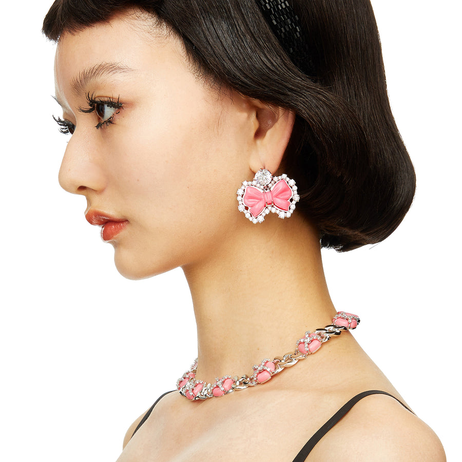 YVMIN X SHUSHUTONG / Lace Natural Stone Bow Earring