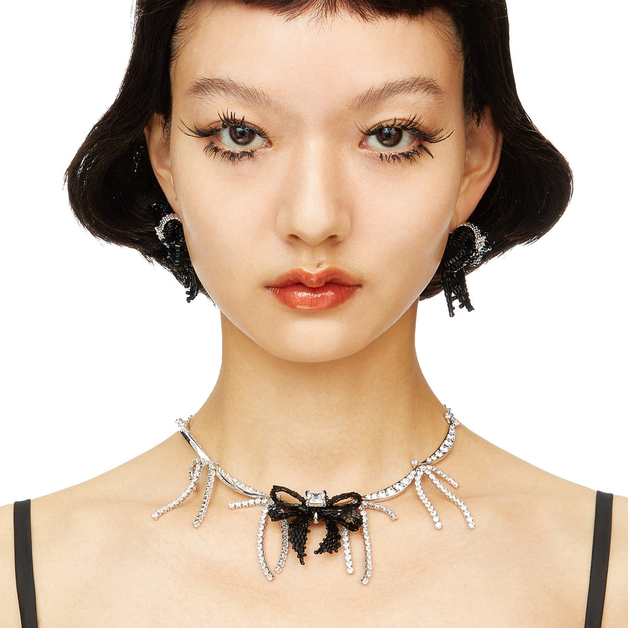 YVMIN X SHUSHUTONG / Tassels Chain Braided Bow Necklace