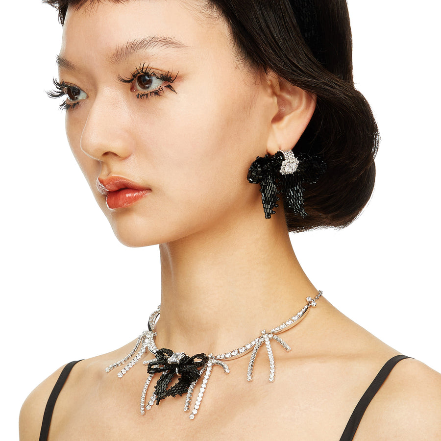 YVMIN X SHUSHUTONG / Tassels Chain Braided Bow Necklace