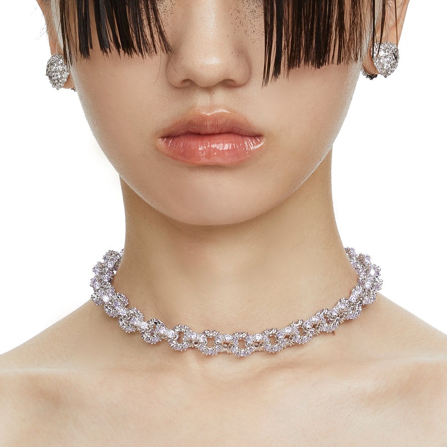 Ripple / Pave gemstone necklace